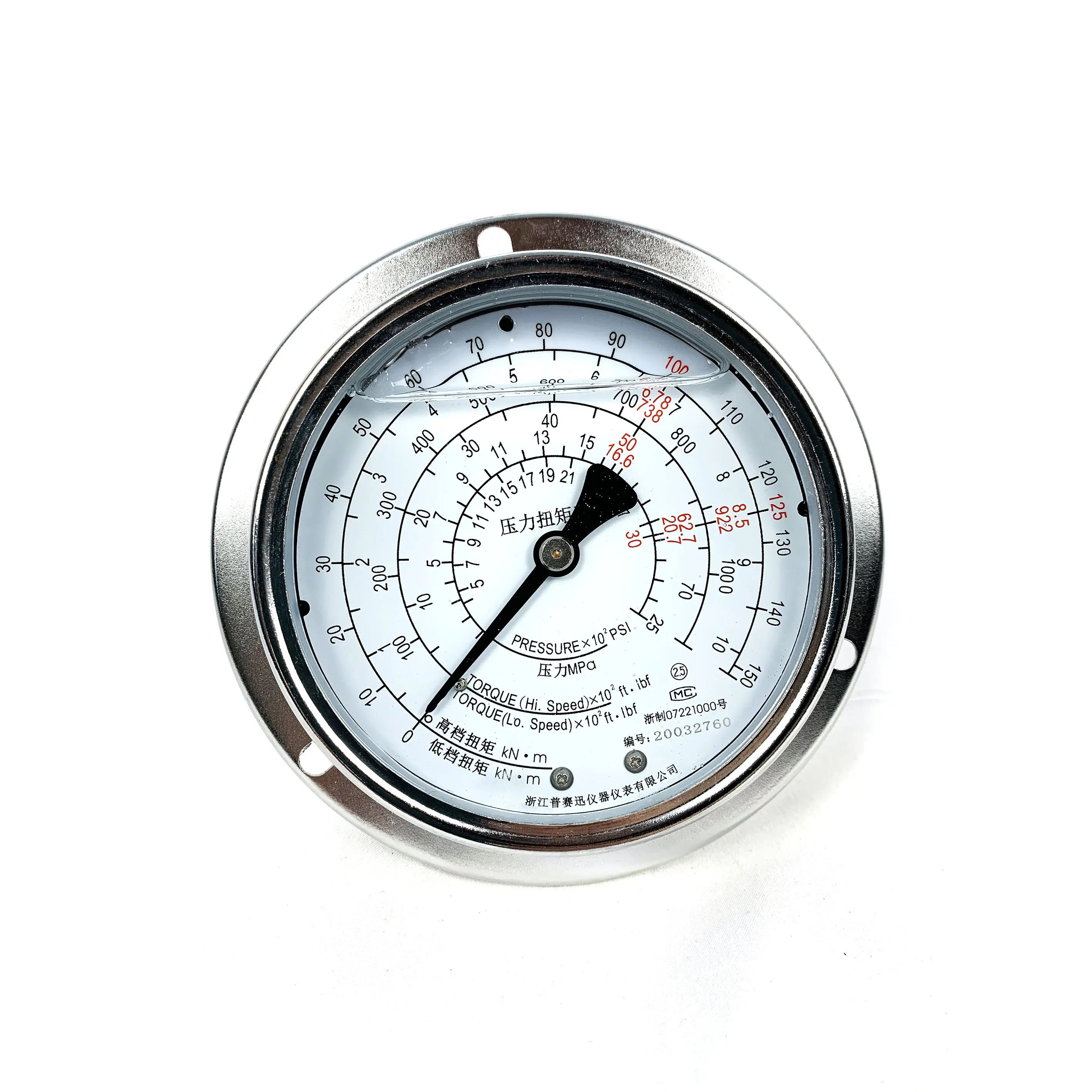 High precision oil filled small torque gauge stainless steel