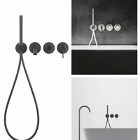 Mitigeur de douche mural en laiton brossé doré à poignée unique avec jet pluie chaud/froid pour baignoire