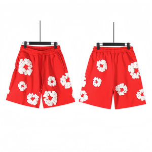 Shorts en jean imprimé floral en mousse Kapok de marque américaine tendance, style streetwear FOG, 100 % coton, avec cordon de serrage - Product Image 5