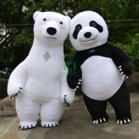Costume de Mascotte Gonflable Personnalisé de Panda à Fourrure Courte, 2M/2,6M/3M, pour Adulte – Costume de Danse Panda pour Hommes, pour Performance en Marche