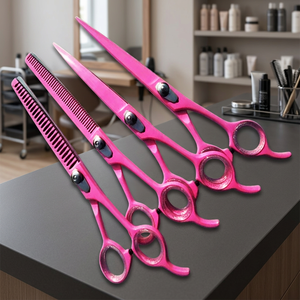 Ciseaux professionnels à lame convexe pour poils de chien, ultra-légers, 6,25 pouces, ciseaux de toilettage pour animaux de compagnie à lame courbée, doigt fixe symétrique - Product Image 1