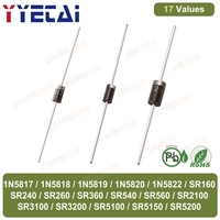 Diodes redresseuses à barrière Schottky 17 valeurs 1N5819 1N5822 1N5817 SR5100 SR3100 SR560 SR5200 1N5818 SR360 SR160 SR540 SR5150 SR240