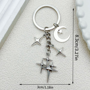 Portachiavi all'ingrosso di colore oro carino stella luna portachiavi in acciaio inox borsa borsa borsa zaino charm <span class=keywords><strong>porta</strong></span> auto - Product Image 6