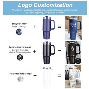 Porte-gobelets isothermes personnalisés, gobelets avec poignée, double paroi en acier inoxydable, gobelets de voyage pour café de 40 oz - Product Image 4