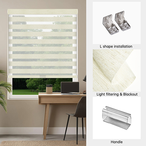 Persianas Enrollables Manuales Inalámbricas de Doble Capa SAMADHI de Alta Calidad, Día y Noche, para Ventanas Interiores, Instalación Integrada, Horizontales, Tipo Zebra - Product Image 4