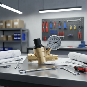 <strong>Water</strong> Pressure Regulating Valve Brass RV Camping Vehicle Travel Trailer Pressure <strong>Gauge</strong> Pressure Reducing Valve - Product Image 1