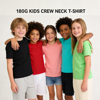 Groothandel 180 gram 100% katoenen T-shirt met korte mouwen, dunne zomeronderhemd, effen, blanco, pullover tops voor kinderen, jongens en meisjes
