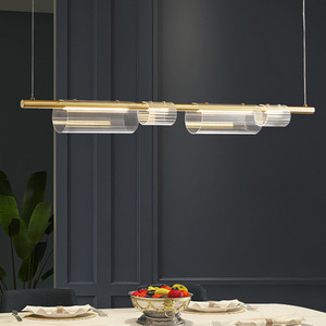 โคมไฟระย้าทองแดงสไตล์ดีไซเนอร์สำหรับร้านอาหาร โคมไฟห้อยแก้วทรงยาว ดีไซน์สร้างสรรค์ไม่ซ้ำใคร สำหรับโต๊ะอาหารเชิงพาณิชย์ บาร์ - Product Image 2