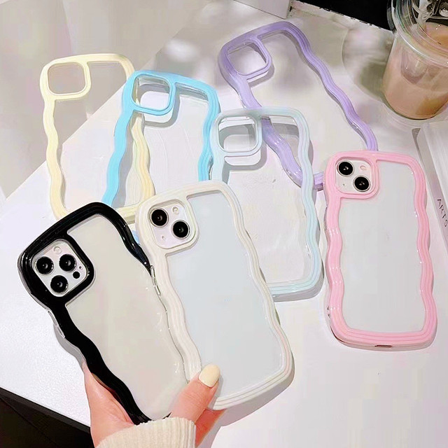For iPhone 11 12 13 14 Simple Fashion Mobile Phone case Wave Protective case