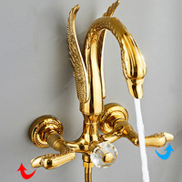 Système de douche triple fonction en laiton brossé doré non revêtu, robinetterie murale pour salle de bain