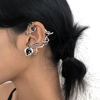 Boucles d'oreilles Punk, diable, elfe, Rose, gothique pour femmes, métal, couleur argent, sans Piercing, manchette d'oreille, bijoux de fête