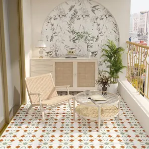 Azulejos de porcelana con diseño de flores naranjas de Arte de fábrica mate 300x300mm para sala de estar cocina balcón decorativo