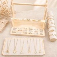 Support à bijoux multifonctionnel détachable avec cadre en bois naturel pour colliers, bracelets, bagues et boucles d'oreilles, pour présentation en magasin