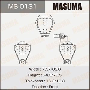 Masuma ผ้าเบรค MS-<span class=keywords><strong>0131</strong></span>สำหรับรถ Audi สำหรับ Volkswagen และ Avb ซีดาน - Product Image 2