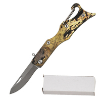 Couteau pliant camouflage, lame en acier inoxydable 3CR13, manche en ABS avec mousqueton pour le camping et la randonnée en plein air