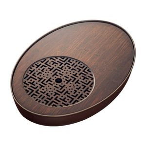 Bandeja de té de melamina con almacenamiento de agua de bambú, caja de té doméstica, bandeja de té ovalada pequeña, bandeja de drenaje estilo japonés, bandeja pequeña para preparación en seco - Product Image 1