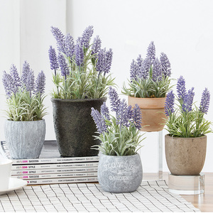 リアルな人工ラベンダーの花、PEメラミン製の花瓶付き-耐水性、環境に優しい、屋内外庭園装飾ミニ - Product Image 6