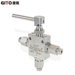 Válvula de Bola de Tres Vías de Alta Presión 20000PSI con Interfaz de 9/16MP, Acero Inoxidable 316, Presión Media-Alta - Product Image 1