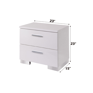 Lorimar White Nightstand With Chrome Legs 2 <b>Drawer</b> <b>Storage</b> <b>For</b> Bedroom - Product Image 5