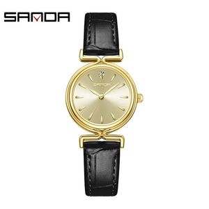 นาฬิกาข้อมือผู้หญิง Sanda 1124 สไตล์ลำลองสำหรับธุรกิจ วินเทจ ควอตซ์ สายสแตนเลส แฟชั่น - Product Image 4