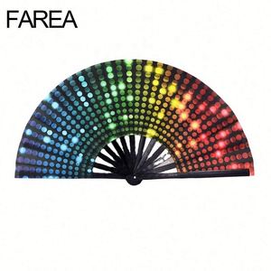 FAREA Abanicos Plegables de Bambú Personalizados Grandes con Luz Neón, Sensibles a Luz UV, con 12 Estilos y Técnicas de Pintura DIY - Product Image 3