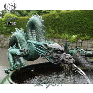 تمثال تنين كبير من البرونز والنحاس الأصفر منحوت يدويًا لتزيين الحدائق - Product Image 1
