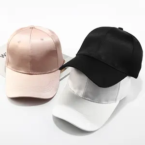 卸売り高品質プレーン6パネルシャイニングファッション空白サテン野球帽カスタム