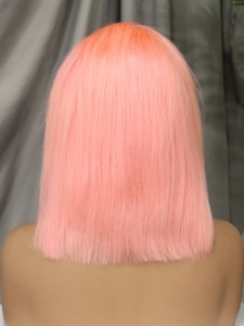 Peluca Bob Rosa de Cabello Humano, 250% de Densidad, 13x4, Encaje Frontal Transparente, Doble Trama, Liso Extremo, Pelucas Bob Teñidas para Mujeres Negras - Product Image 3