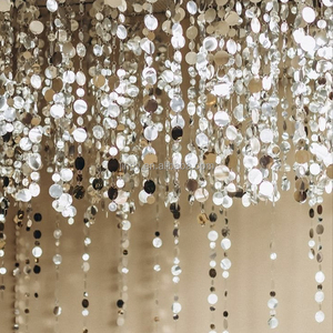 Pendentif scintillant personnalisé à suspendre, cercle de perles à sequins, fond rond en sequins argent et or, rideaux de <span class=keywords><strong>plafond</strong></span> pour décoration - Product Image 2