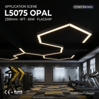 Lampu Linear LED Komersial 8FT 60W 2390mm 7200lm Diffuser Opal Aluminium 6063 120lm/W 5CCT PF 0.9 Dapat Disambungkan Gudang Supermarket