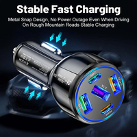 Pengisi Daya Mobil Listrik 5 in 1 75W QC3.0 USB Type-C PD Pengisian Cepat Perlindungan OTP/OVP Tahan Api Logo Kustom Laptop Ponsel Kamera