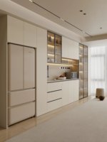 Meuble de bar moderne et écologique sur mesure avec panneau en aluminium, refroidissement intégré, présentoir à vin en bois pour salle à manger/salon – Conception gratuite