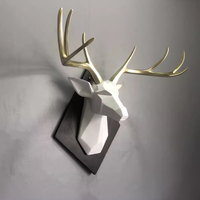 Sculpture murale en résine Art Déco, tête de cerf avec bois de cerf, pour décoration d'hôtel et de maison