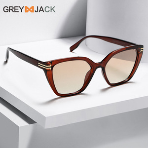 Gafas de Sol Cat Eye Grises con Marco Marrón Tr90, Lentes Polarizadas, Protección UV400 para Mujer, Gafas de Sol Modernas - Product Image 1