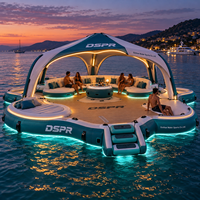 Bar flottant et maison flottante DSPR avec espace de réception en groupe sur une île gonflable, équipement de jeux aquatiques pour les hôtels insulaires