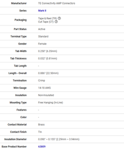 Ready Stock 63809-1 Terminal Female 14-18 AWG Crimp Connector New Original Components BOM PCB PCBA Service - Product Image 2