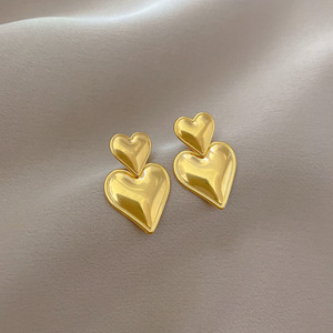 Pendientes de Corazón Doble Chapados en Oro de 18K, Sin Deslustre, de Fanhua Jewelry, Éxito de Ventas en <span class=keywords><strong>TikTok</strong></span> - Product Image 6