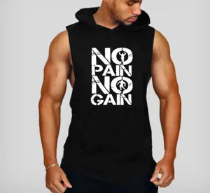 Hot Sale Men's Gym Bodybuilding Stringer Tank Top with hat Workout Muscle Cut Shirt Fitness Sleeveless Vest