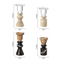 Ensemble de porte-bougies Flolenco en pierre naturelle, élégant, géométrique, moderne, en marbre et travertin, décoration de table pour la maison
