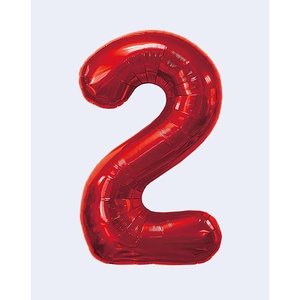 Party Love Red N2 45cm Número Globos de aluminio Set para decoraciones de fiesta de cumpleaños con función de helio - Product Image 1