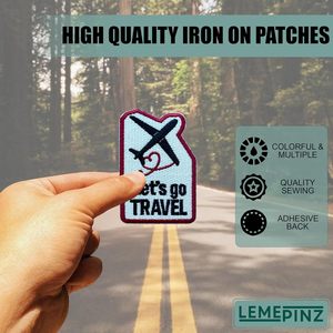 Let's Go Travel Embroidery Patch 3 Inches Iron On Sew On Travel <b>Applique</b> Patch Fabric Nonwoven Felt Bags - Product Image 4