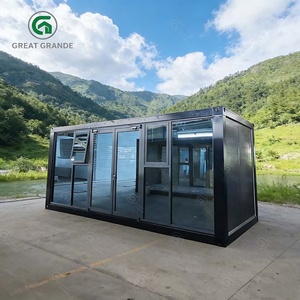 Contenedor Plegable de 20 Pies, Pared de Cortina de Vidrio, Casa Contenedor Modular Prefabricada, Oficina, Hogar, <span class=keywords><strong>Hotel</strong></span>, Cafetería, Estudio, Villa, Edificio - Product Image 1