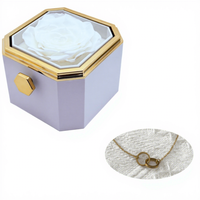 Boîte à bijoux octogonale rotative personnalisée avec rose éternelle et collier gravé - Cadeau de la Saint-Valentin et de Noël - Dropshipping