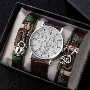 XINHUAQIAN Bohême 3 Pièces Coeur & Clé <span class=keywords><strong>Bracelet</strong></span> <span class=keywords><strong>Cuir</strong></span> Main Quartz <span class=keywords><strong>Montre</strong></span> Ensemble avec Boîte pour <span class=keywords><strong>Femme</strong></span> <span class=keywords><strong>Femme</strong></span> - Product Image 2