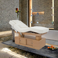 Lit de beauté électrique moderne avec équipement de spa, entièrement chauffé, avec repose-jambes et dossier réglables, table de massage facial à 4 moteurs