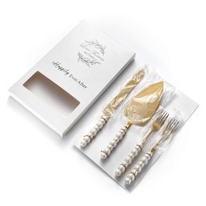 Ceramic Pearl Handle Stainless Steel Cake Set <b>Bread</b> Pizza <b>Knife</b> Spatula Dessert Fork Baking Tools - Product Image 2