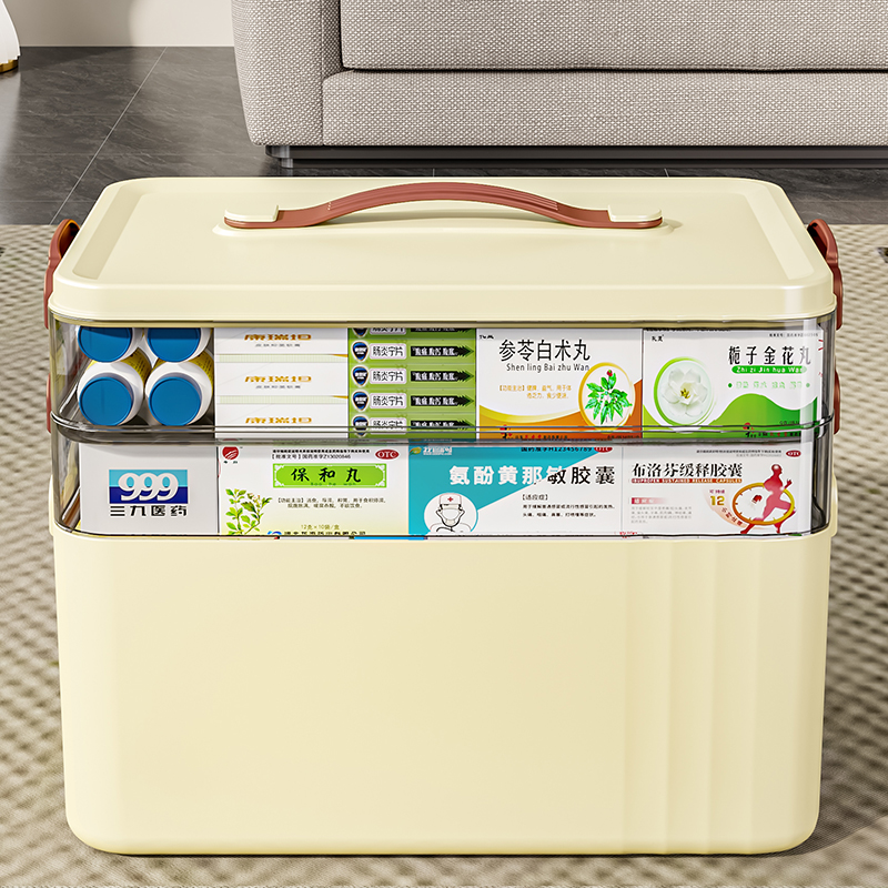 COIZY Modern Foldable Adjustable Large Capacity PP Medicine Storage Case with 2 Layers for Home Use