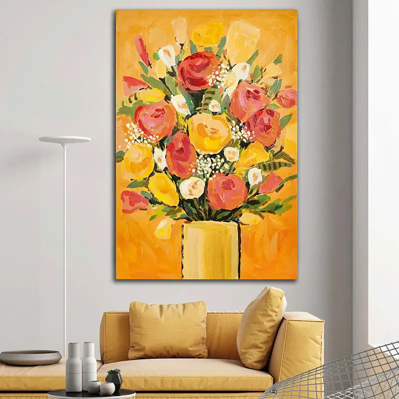 EAGLEGIFTS Popular OEM Modern Decoration Abstract Floral Oil Paintings Art Wall Canvas Painting Wholesale Flower Oil Painting