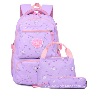 Cute Cartoon <b>Backpack</b> Set For Girls <b>School</b> 18 In <b>Large</b> Capacity With Pencil Case And Handbag Black Pink Pattern - Product Image 4