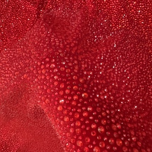 Nouveau tissu de luxe en velours rouge avec pierres et cristaux mélangés, tissu en cristal <span class=keywords><strong>Swarovski</strong></span> avec pierres SS20 - Product Image 4